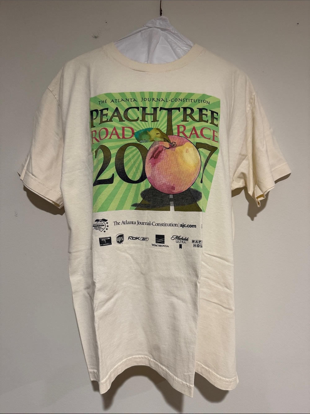 Peachtree Road Race 2007 Graphic Tee - Cream/pale yellow